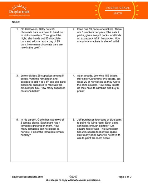 two step word problems year 4|Printable 4th Grade Two.